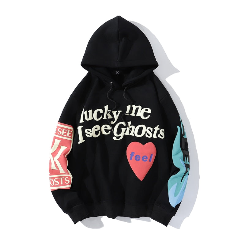 Sudadera con capucha 'Por suerte veo fantasmas'